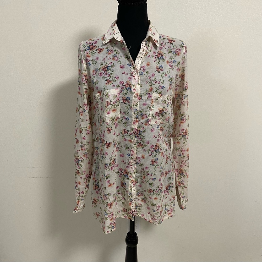 Promod Button up Floral print Shirt Size Medium